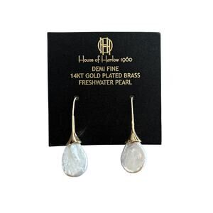 House of Harlow 1960 Demi Fine 14KT Gold Plated Brass Freshwater Pearl Earrings